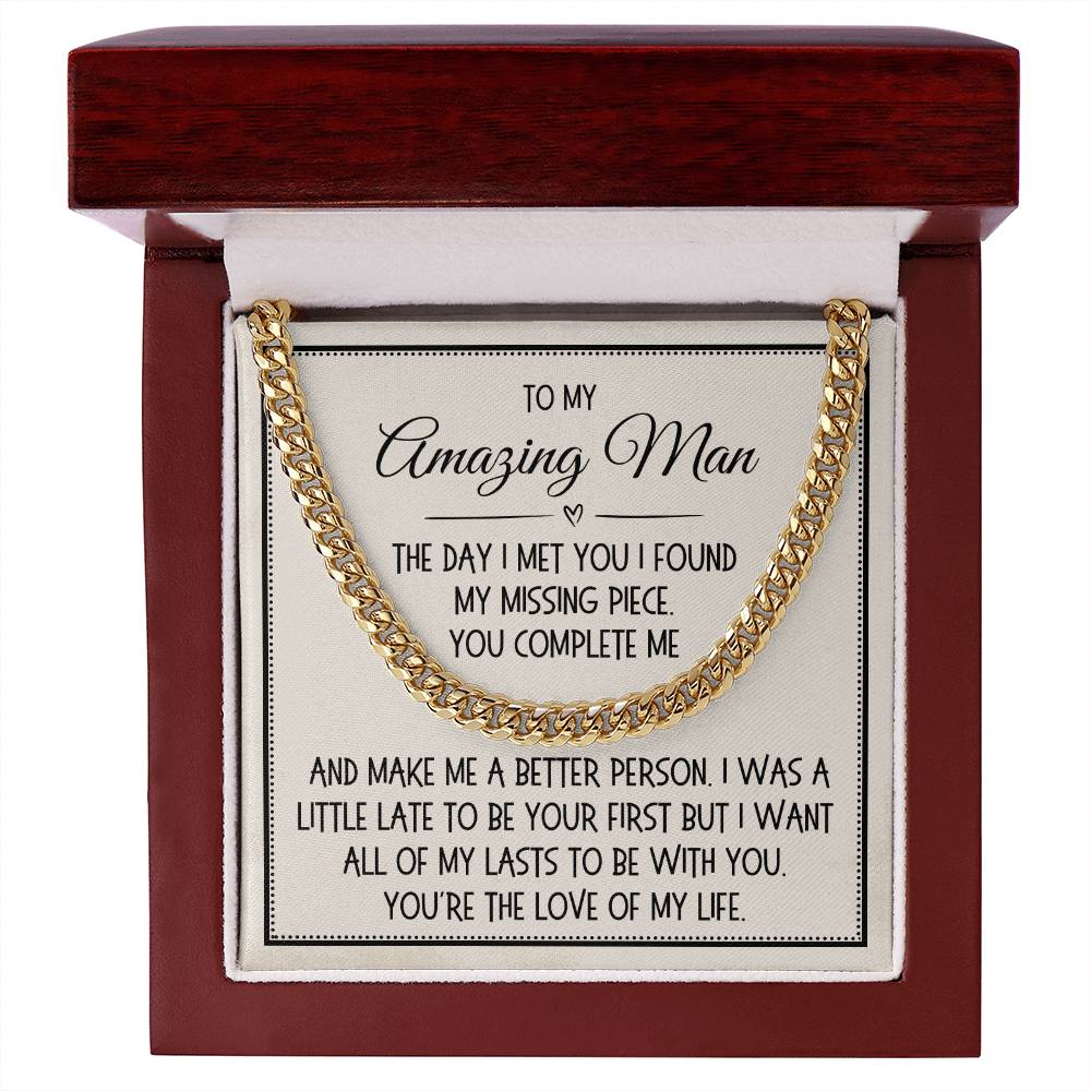 Gift for Him, Link Chain Necklace: The Day I Met You...