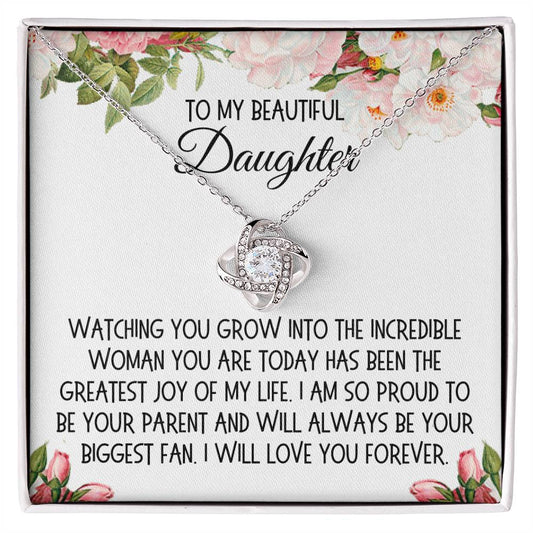 Daughter Gift, Love Knot Necklace: Watching You Grow