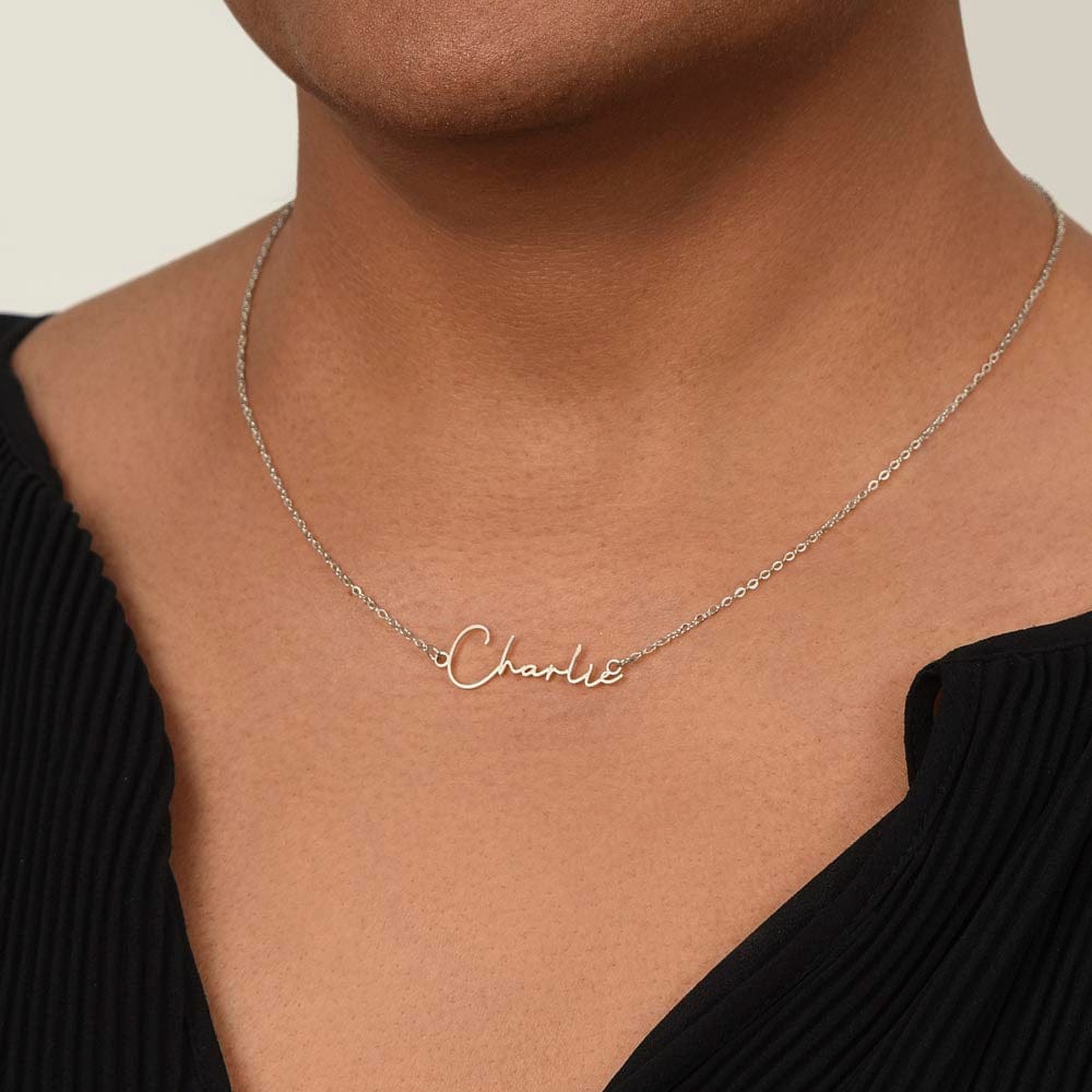 Boyfriend's Mom Gift, Signature Name Necklace, "Second Mom"