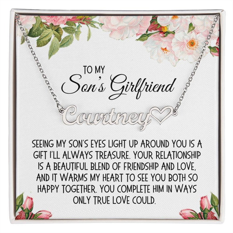 Son's Girlfriend Gift, Name Necklace: Seeing My Son's Eyes Light Up Around You