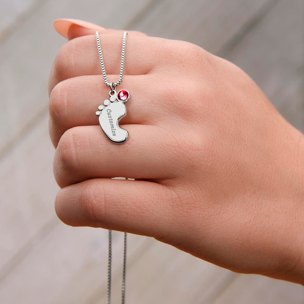 Daughter-in-Law Gift, Engraved Baby Feet with Birthstone Necklace: You Are An Extraordinary Daughter-in-Law