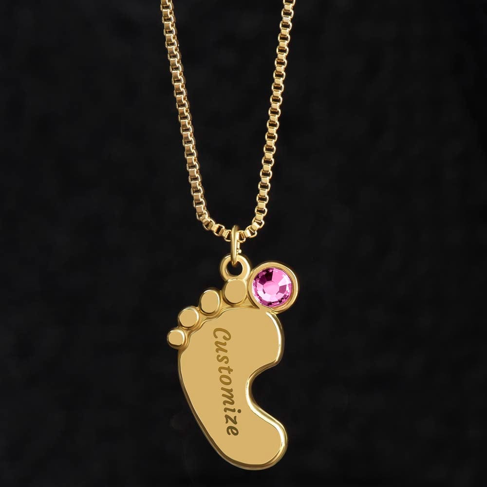 Daughter-in-Law Gift, Engraved Baby Feet with Birthstone Necklace: You Are An Extraordinary Daughter-in-Law