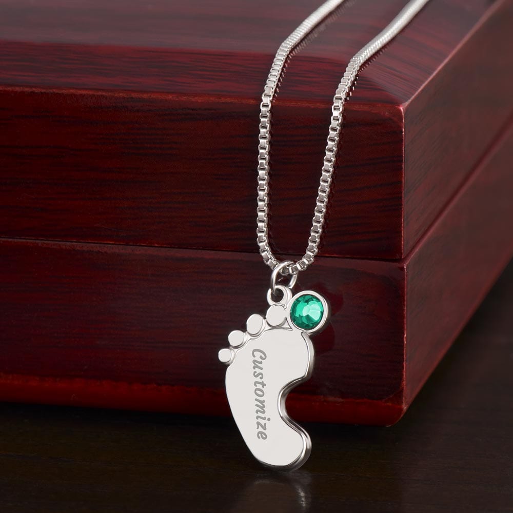 Daughter-in-Law Gift, Engraved Baby Feet with Birthstone Necklace: You Are An Extraordinary Daughter-in-Law