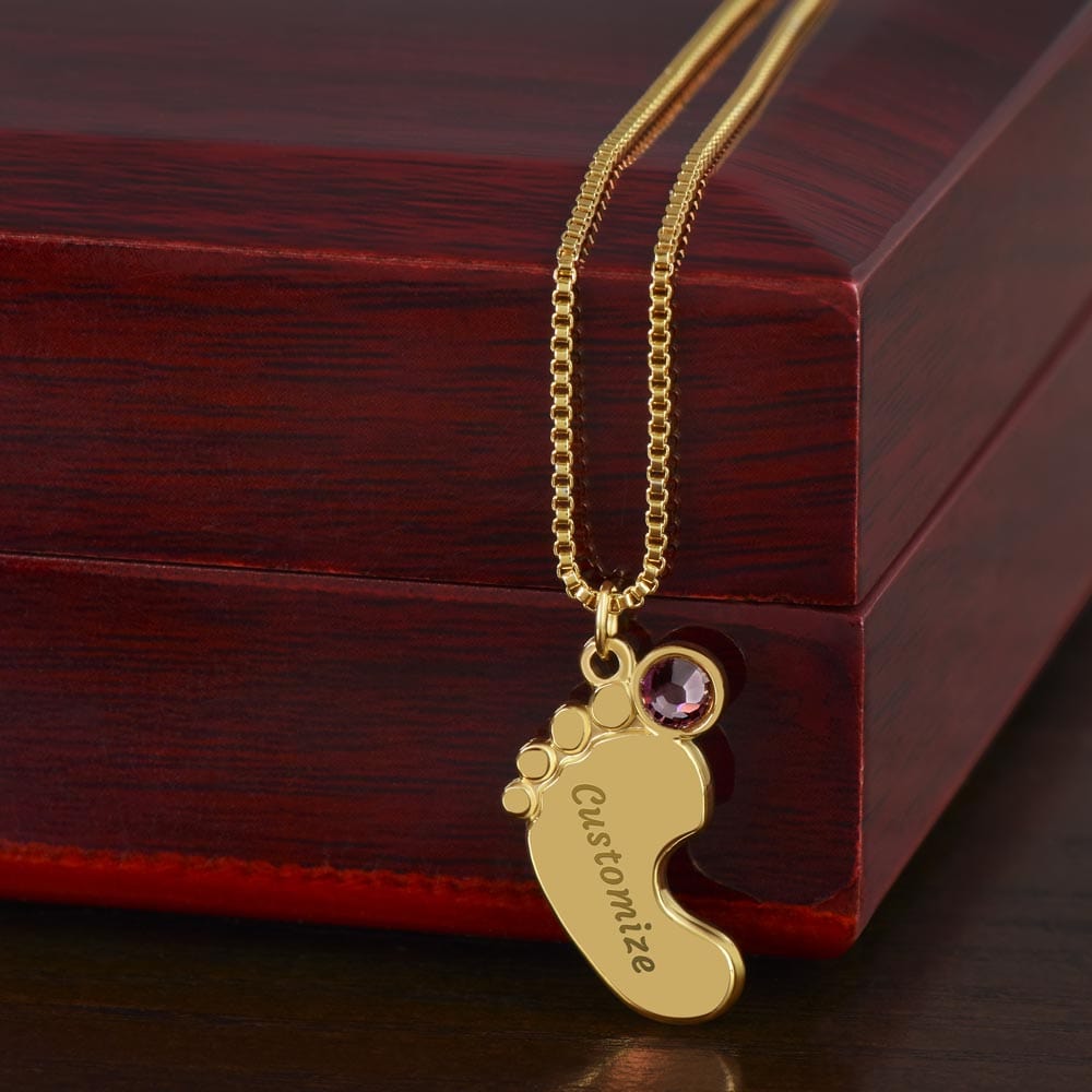 Daughter-in-Law Gift, Engraved Baby Feet with Birthstone Necklace: You Are An Extraordinary Daughter-in-Law