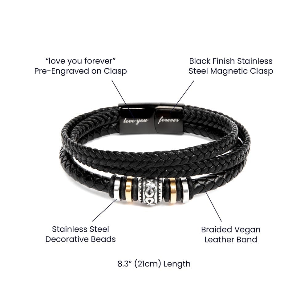 Love You Forever Bracelet for Grandson, Gift from Grandma Nana Grandpa, Sentimental Keepsake Gift for Him, Birthday Christmas Graduation
