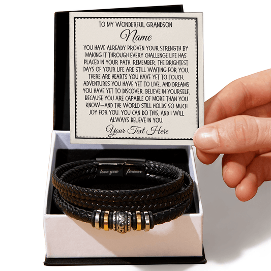 Love You Forever Bracelet for Grandson, Gift from Grandma Nana Grandpa, Sentimental Keepsake Gift for Him, Birthday Christmas Graduation