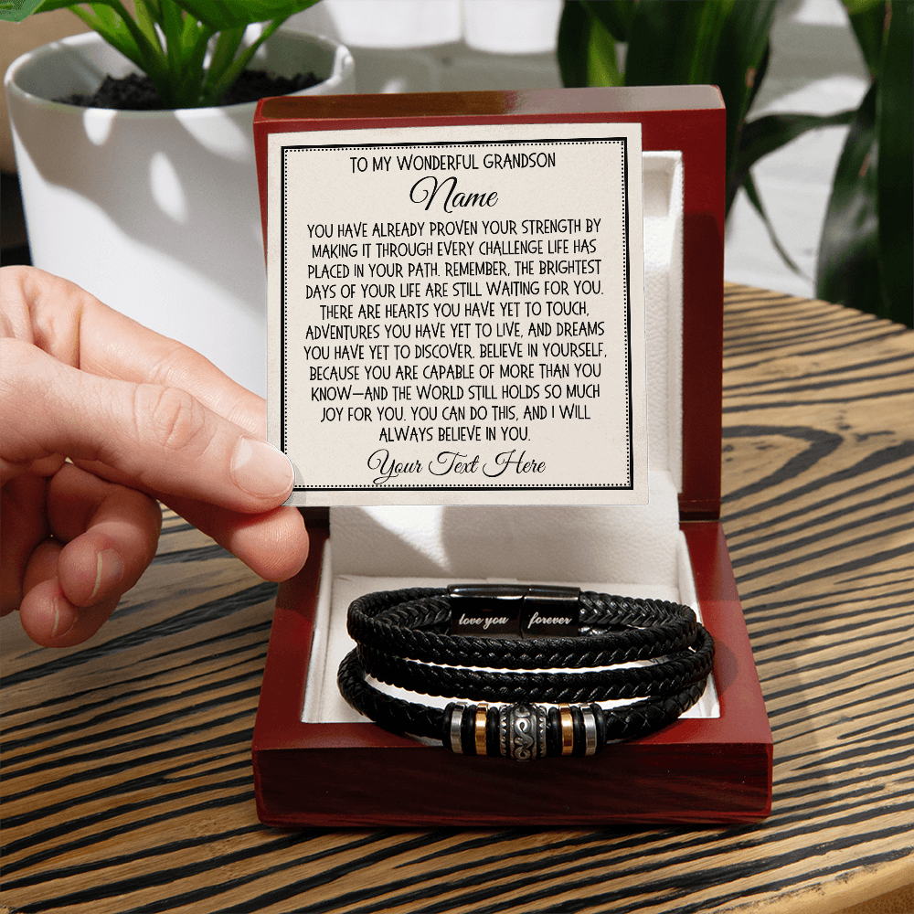 Love You Forever Bracelet for Grandson, Gift from Grandma Nana Grandpa, Sentimental Keepsake Gift for Him, Birthday Christmas Graduation