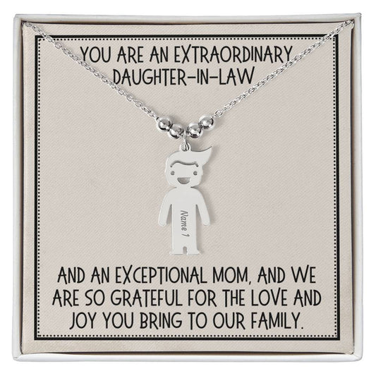 Daughter-in-Law Gift, Kid Charm Necklace: You Are An Extraordinary Daughter-in-Law