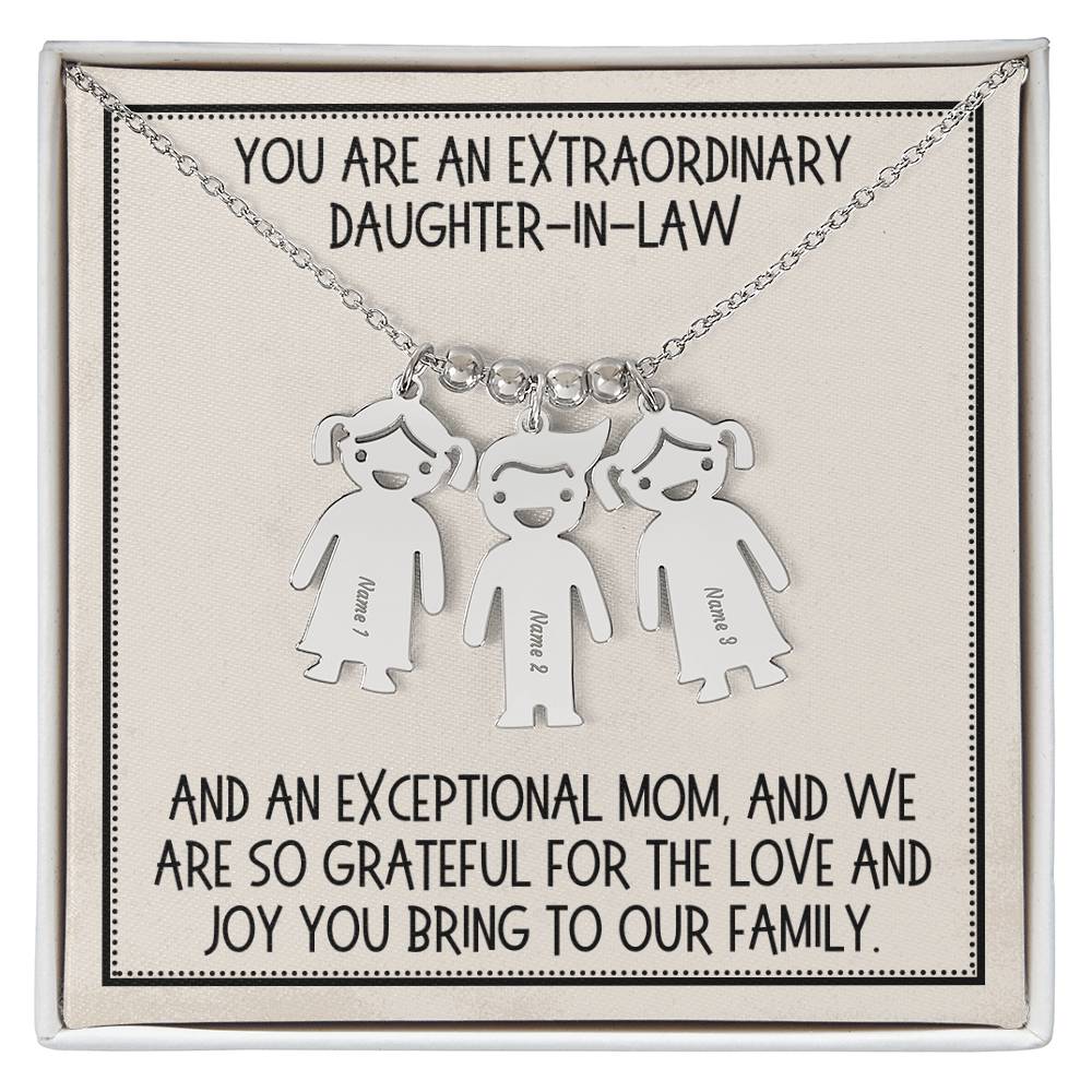 Daughter-in-Law Gift, Kid Charm Necklace: You Are An Extraordinary Daughter-in-Law