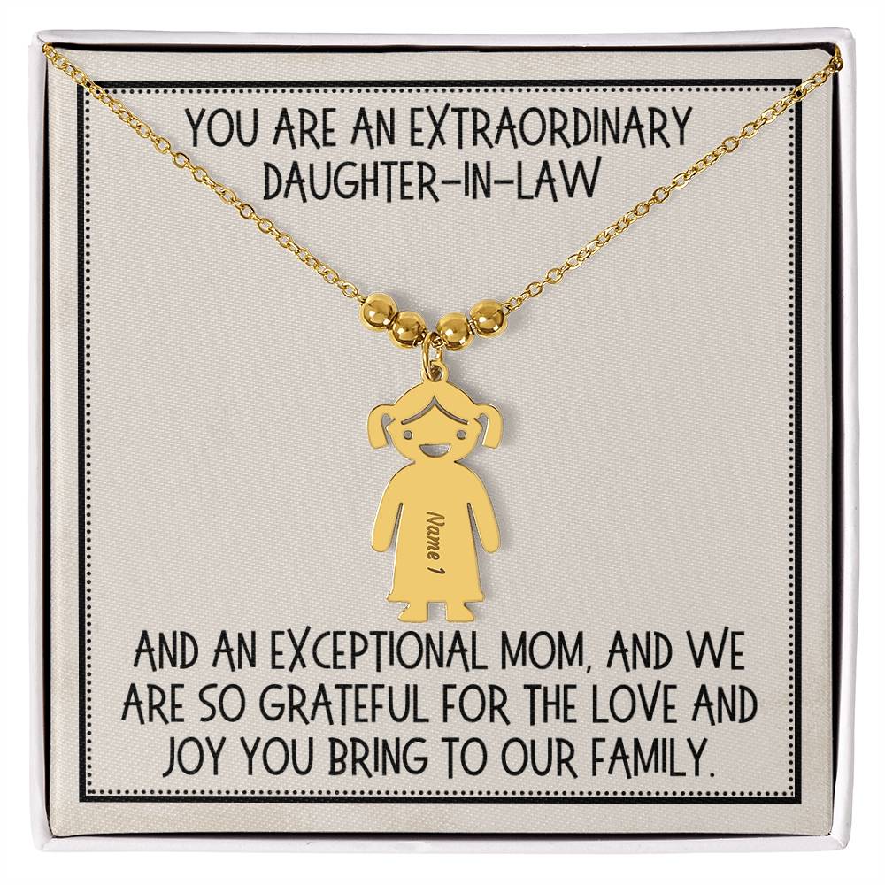 Daughter-in-Law Gift, Kid Charm Necklace: You Are An Extraordinary Daughter-in-Law