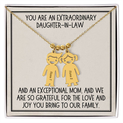 Daughter-in-Law Gift, Kid Charm Necklace: You Are An Extraordinary Daughter-in-Law