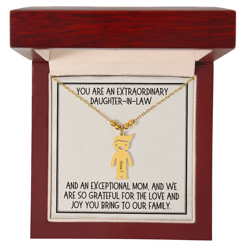 Daughter-in-Law Gift, Kid Charm Necklace: You Are An Extraordinary Daughter-in-Law