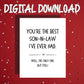 Son-in-Law Printable Card: You're The Best Son-in-Law (Digital Download)