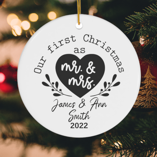 Personalized Christmas Ornament: Our First Christmas As Mr. & Mrs.