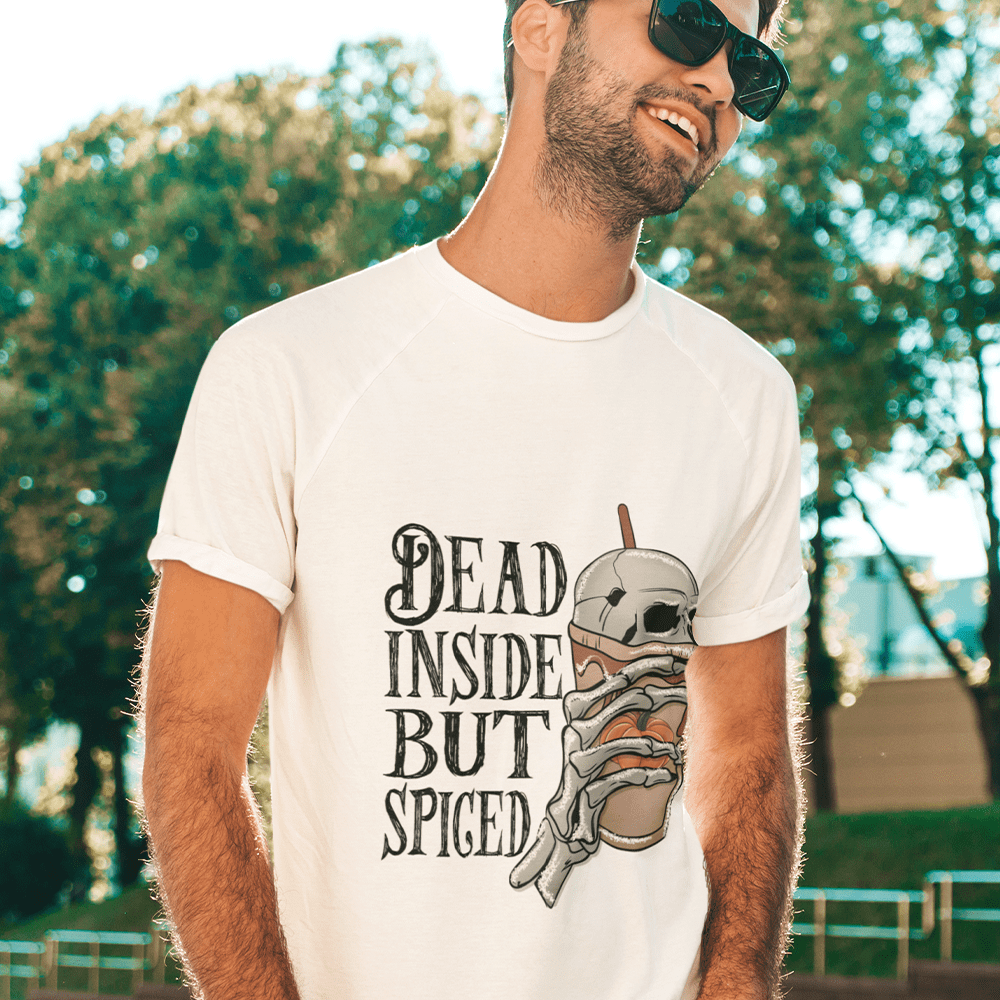 UNISEX Halloween Deluxe T-shirt: Dead Inside But Spiced