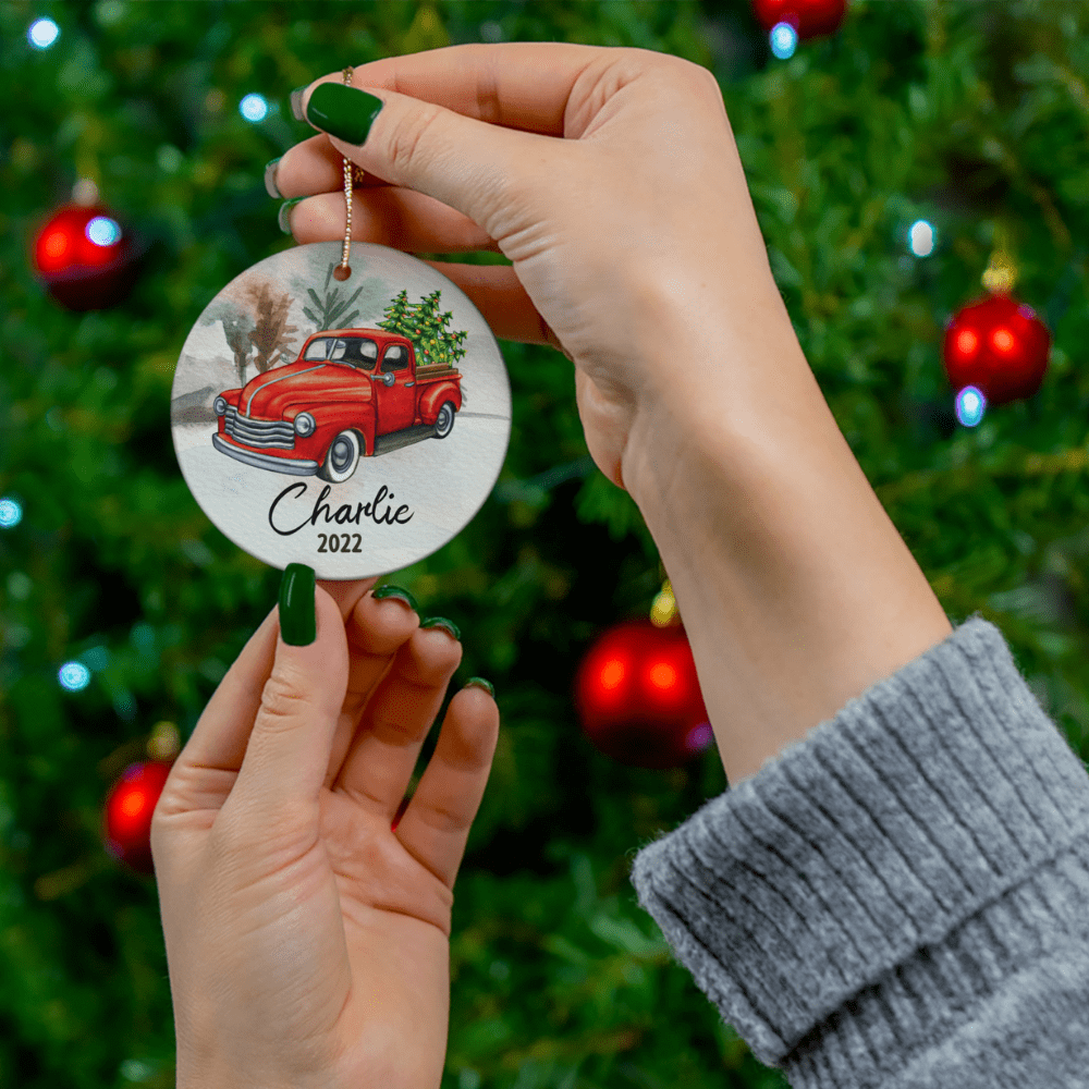 Personalized Christmas Ornament: Red Truck