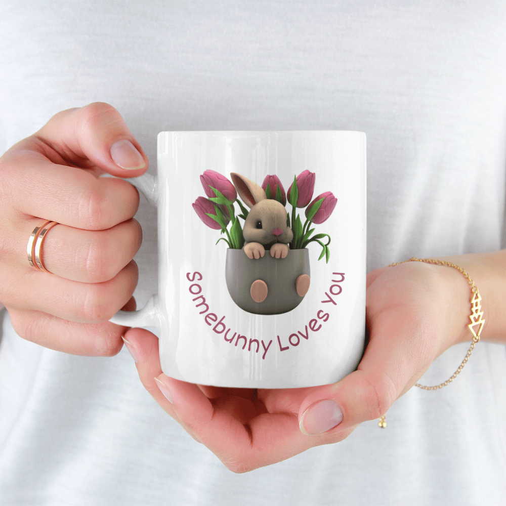 Bunny, Spring, Coffee Mug: Somebunny Loves You