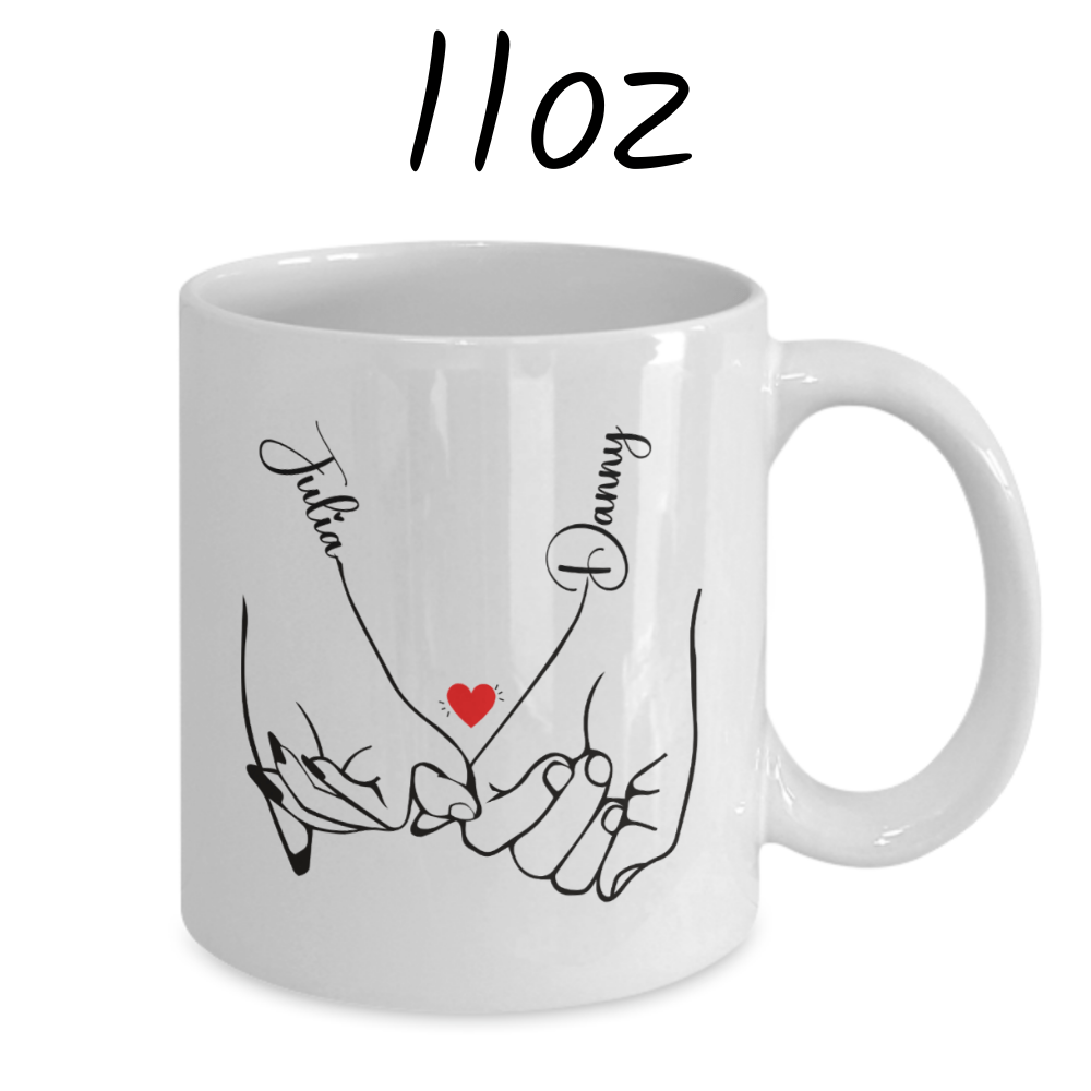 Couple Gift, Coffee Mug  With Custom Names: Pinky Swear