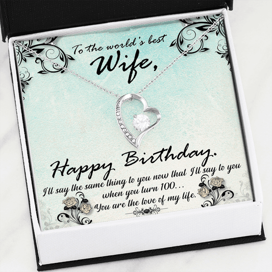 Wife Gift From Husband - Forever Love Heart Necklace: Happy Birthday