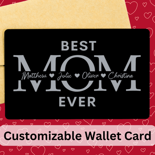 Mom Gift, Personalized Engraved Wallet Card With Kid's Names