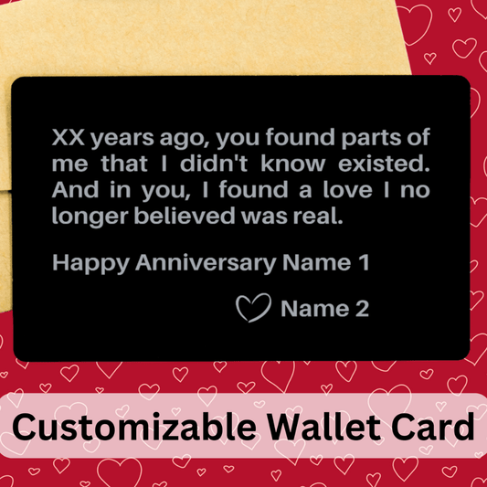 Personalized Engraved Wallet Card Love Note: Happy Anniversary...