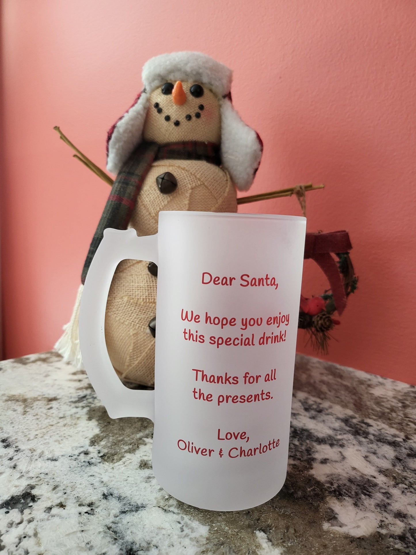 Personalized Frosted Glass For Santa Claus Only!