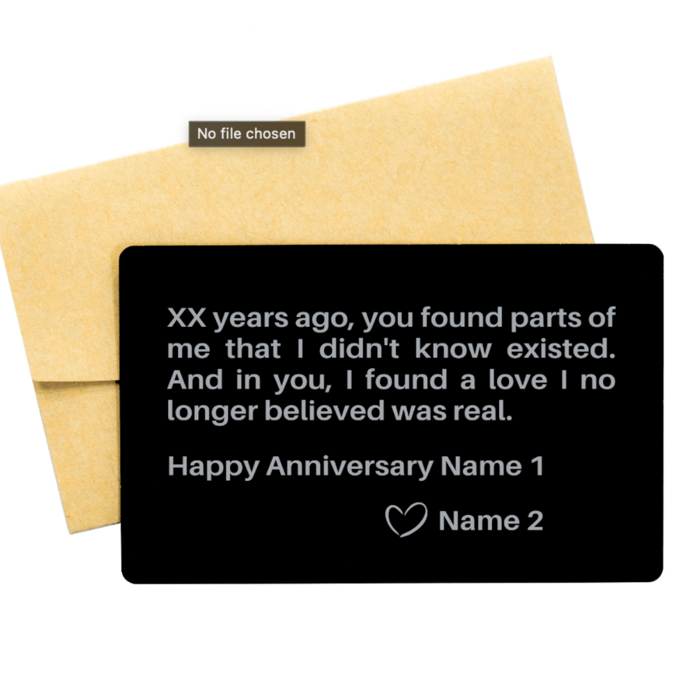 Personalized Engraved Wallet Card Love Note: Happy Anniversary...