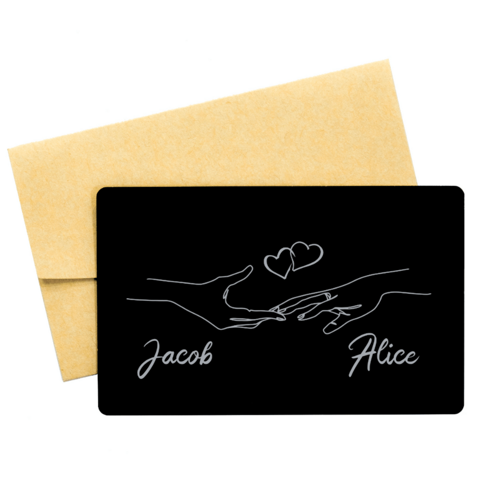 Personalized Engraved Wallet Card: Holding Hands