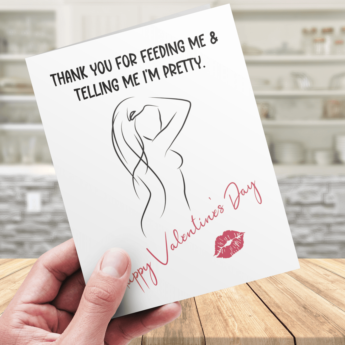 Couple Digital Valentine's Day Greeting Card: Thank You For Feeding Me & Telling Me I'm Pretty