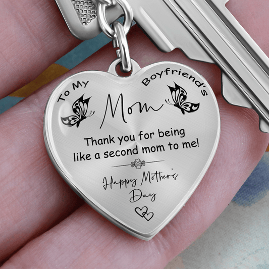 Gift For Boyfriend's Mom, Heart Keychain: Happy Mother's Day