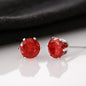 Cubic Zirconia 6mm Earrings Red