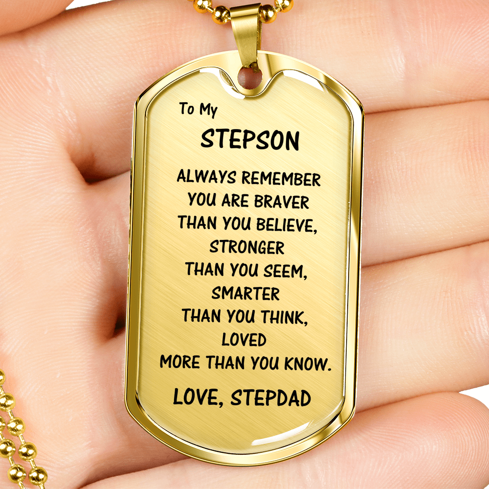 Gift For Stepson From Stepdad, Dog Tag Necklace: Always Remember...