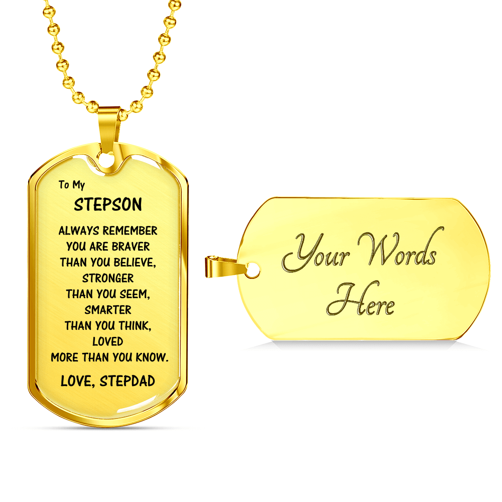 Gift For Stepson From Stepdad, Dog Tag Necklace: Always Remember...
