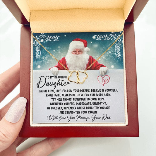 Luxury Christmas Gift For Daughter From Dad, Everlasting Love Necklace: Laugh, Love, Live...