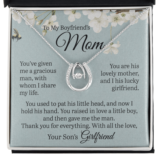 Gift For Boyfriend's Mom, Lucky In Love Necklace: You've Given Me A Gracious Man...