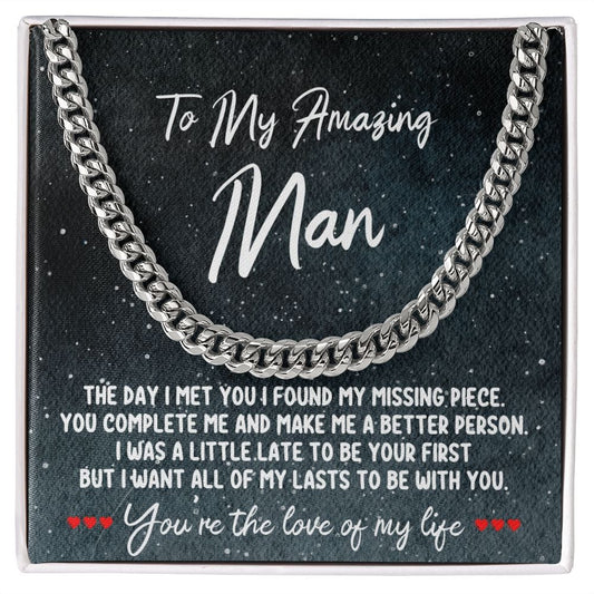 Gift For My Man, Link Chain Necklace: The Day I Met You...