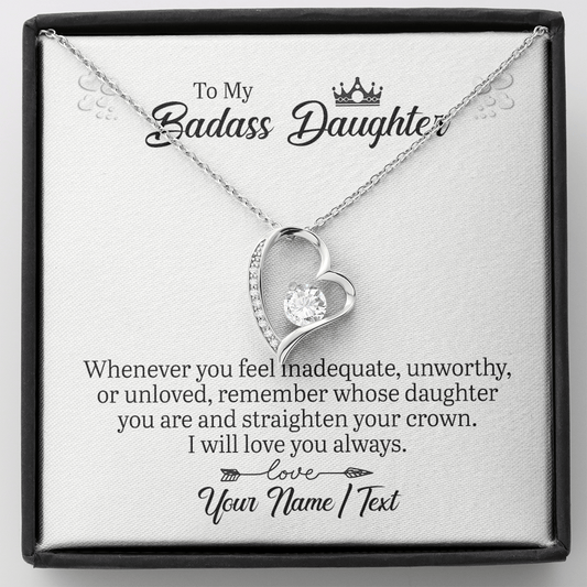 Personalized Gift For Daughter, Forever Love Heart Necklace: Straighten Your Crown...