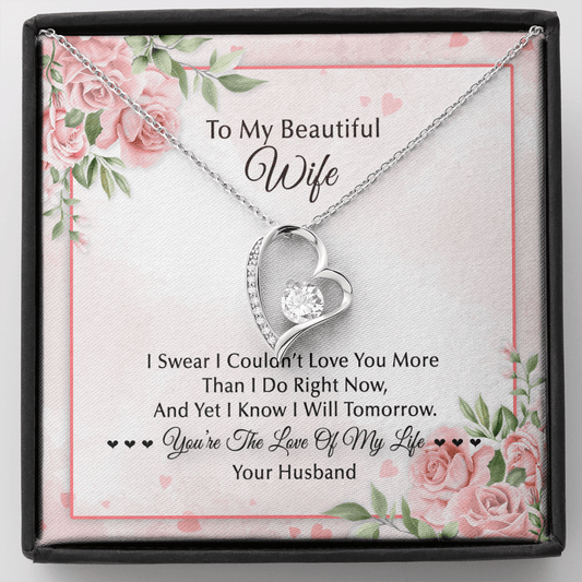 Wife Gift From Husband - Forever Love Heart Necklace: You're The Love Of My Life...