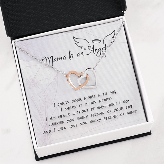 Remembrance Miscarriage Gift - Mama to an Angel - Interlocking Hearts Necklace: I Carry Your Heart With Me...