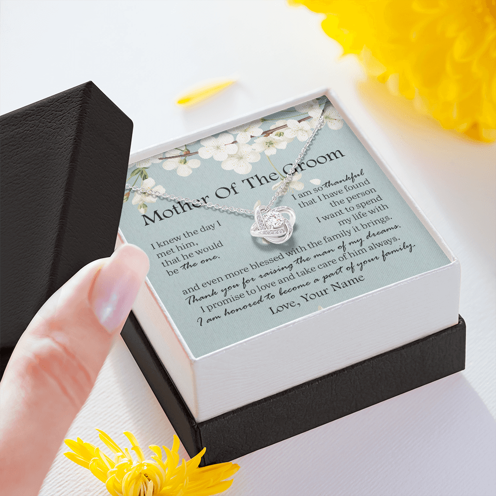 Gift For Mother Of The Groom, The Love Knot Necklace: Thank You For Raising The Man Of My Dreams...