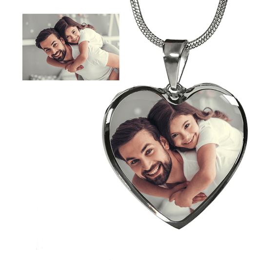 Gift For Daughter From Dad, Personalized Gift, Custom Heart Photo Pendant Necklace
