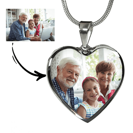 Granddaughter Gift - Custom Heart Photo Pendant Necklace