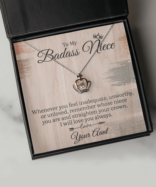 Niece Gift From Aunt, Crown Pendant Necklace: Straighten Your Crown...