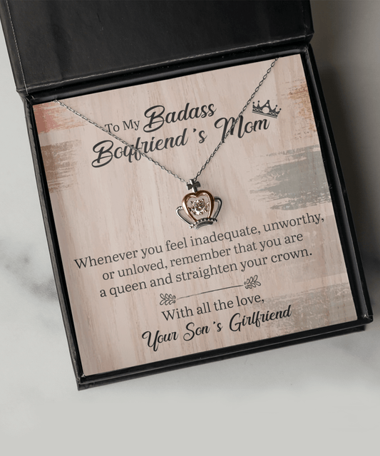 Gift For Boyfriend's Mom From Girlfriend, Crown Pendant Necklace: Straighten Your Crown...
