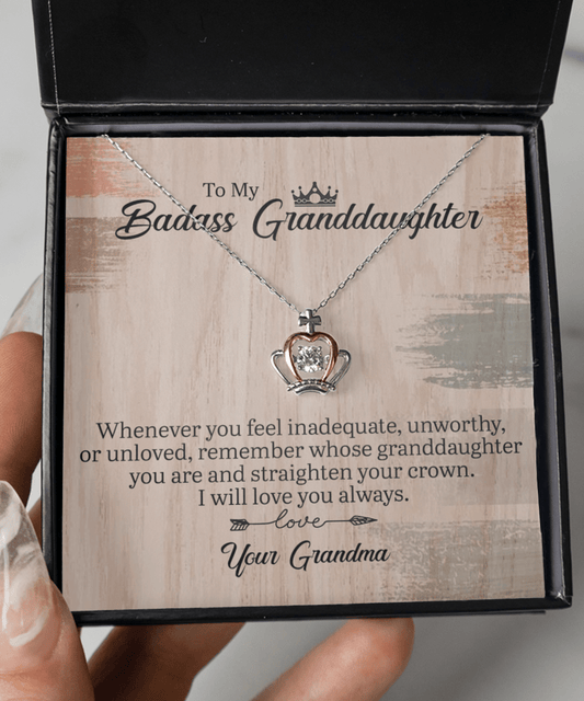 Gift For Granddaughter From Grandma, Crown Pendant Necklace: Straighten Your Crown...