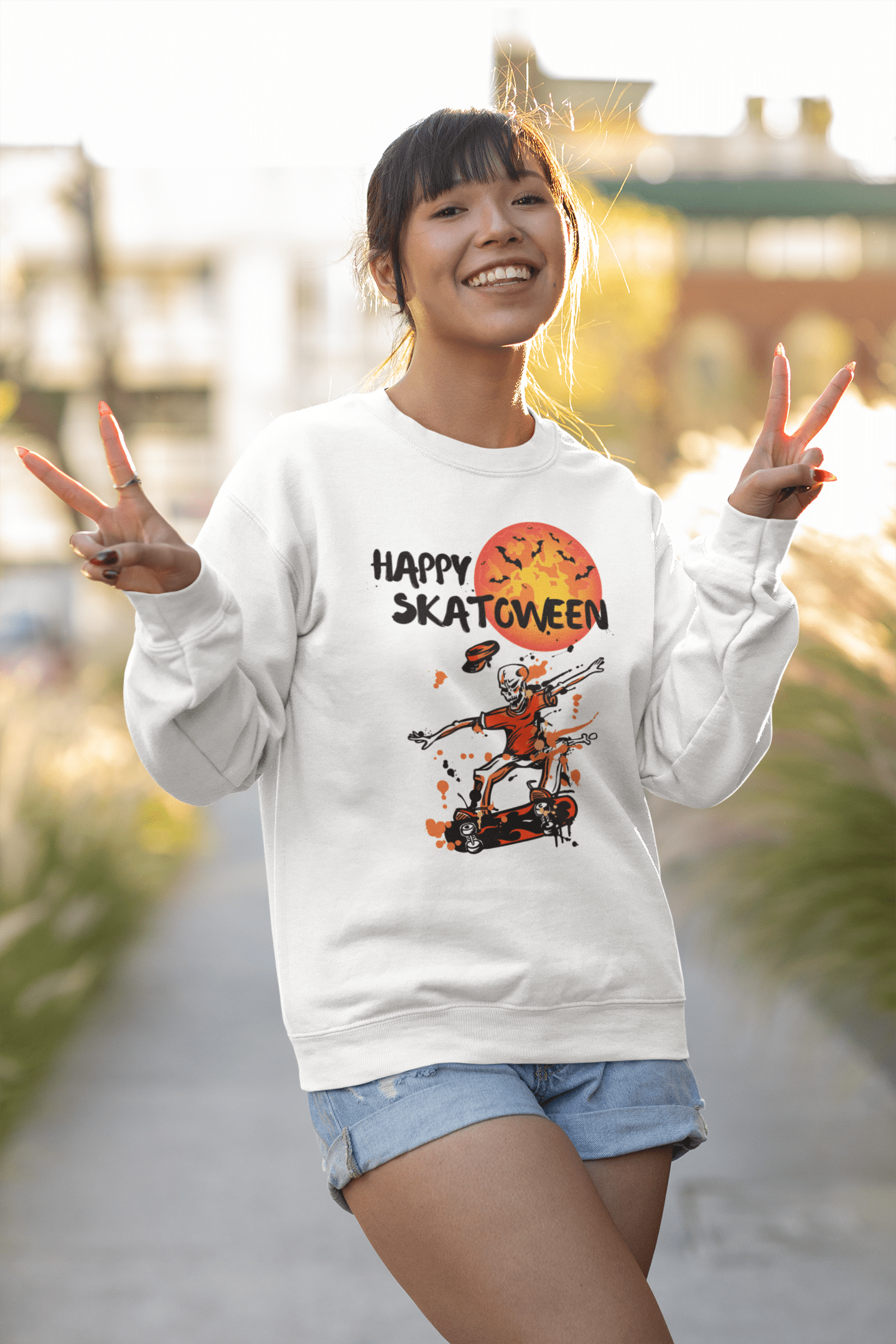 UNISEX Halloween Sweatshirt: Happy Skatoween